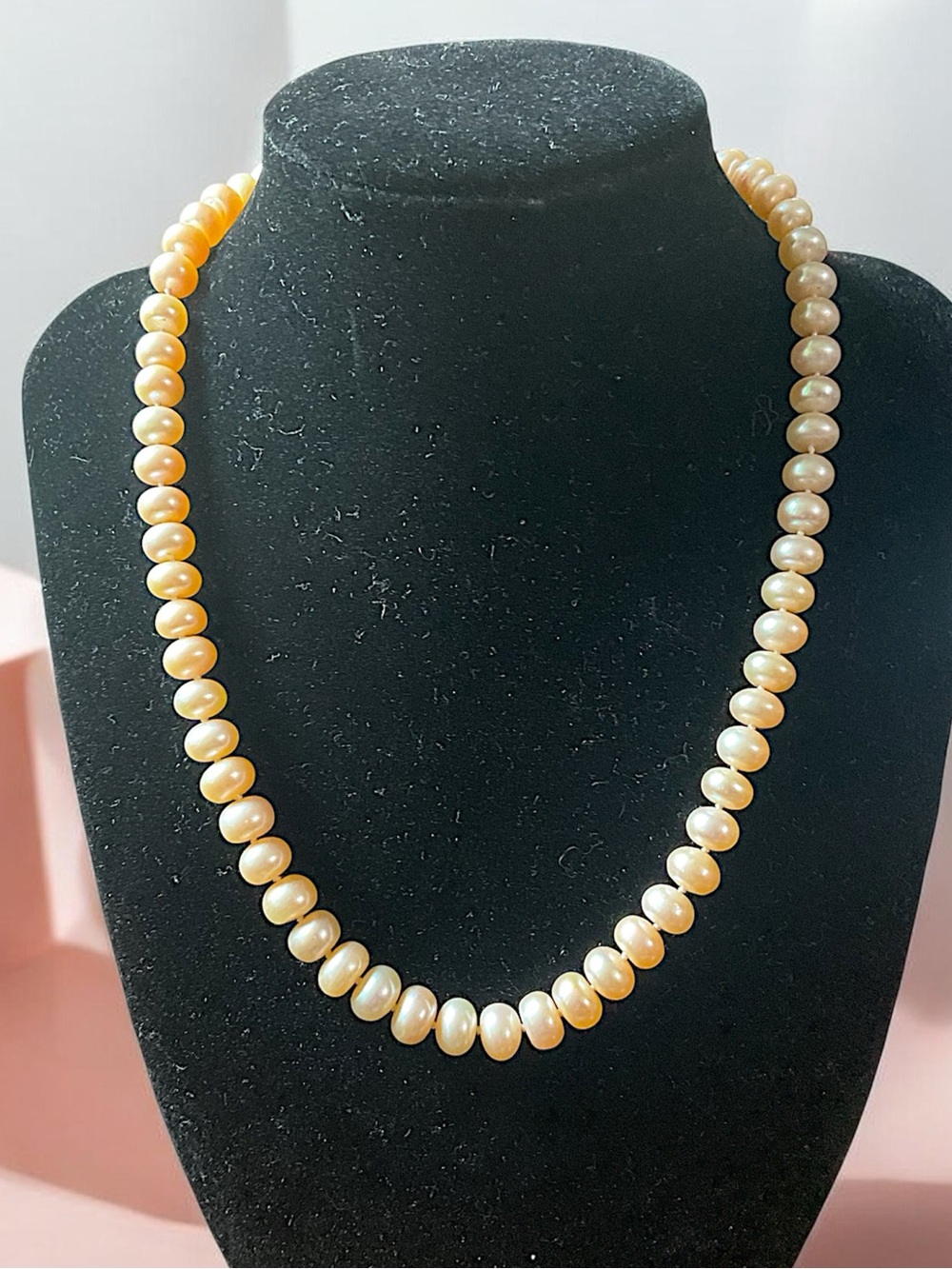 Vintage Champagne Freshwater Pearl Necklace 17.25”